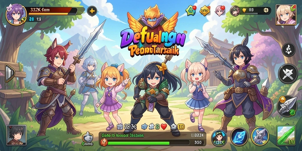Screenshot utama 33ZK menampilkan karakter anime dalam aksi menarik.
