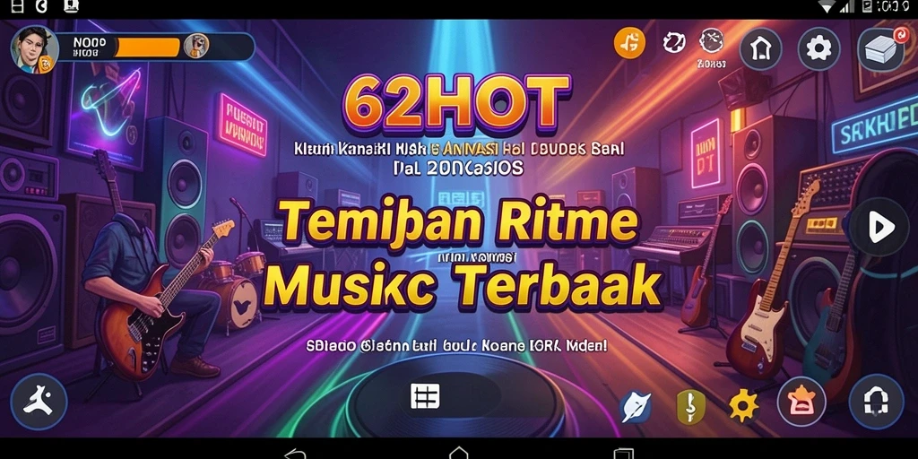 Tampilan gameplay 62HOT yang dinamis dengan irama musik.