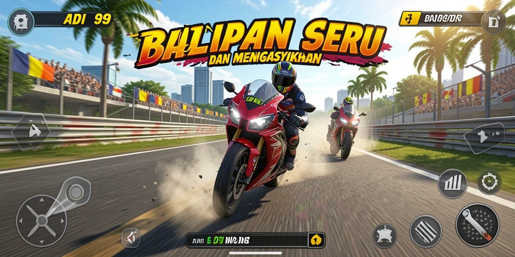 Tampilan gameplay balapan motor yang seru di ADI99.