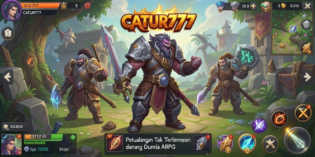 Tampilan gameplay ARPG menakjubkan di CATUR777 dengan pertarungan epik.