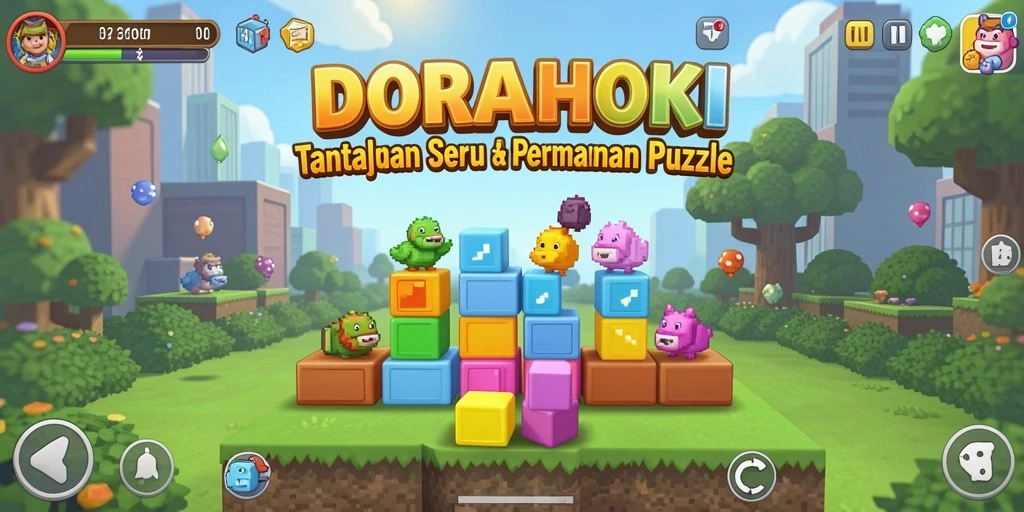 Tampilan gameplay DORAHOKI yang menantang dalam genre Puzzle.