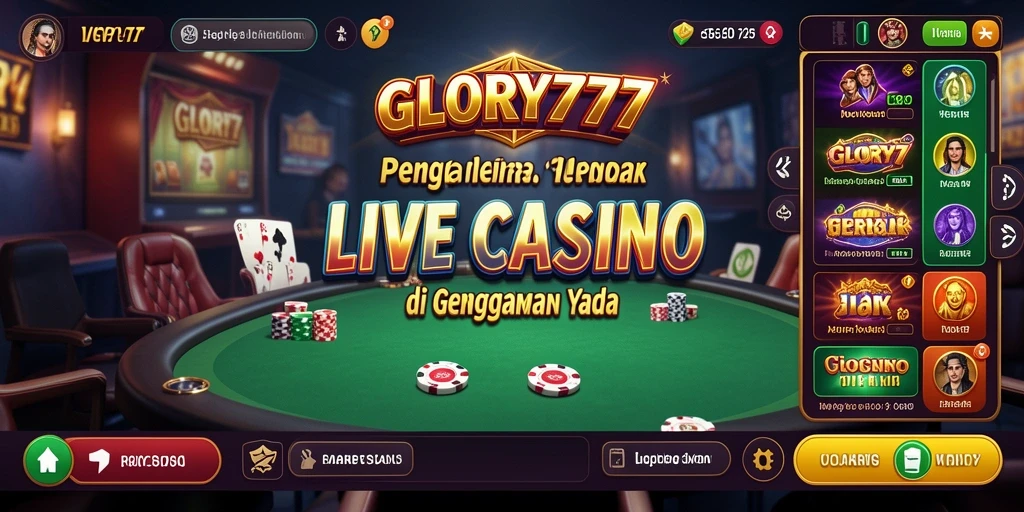 Tampilan gameplay Live Casino GLORY777 yang mengesankan dan interaktif.