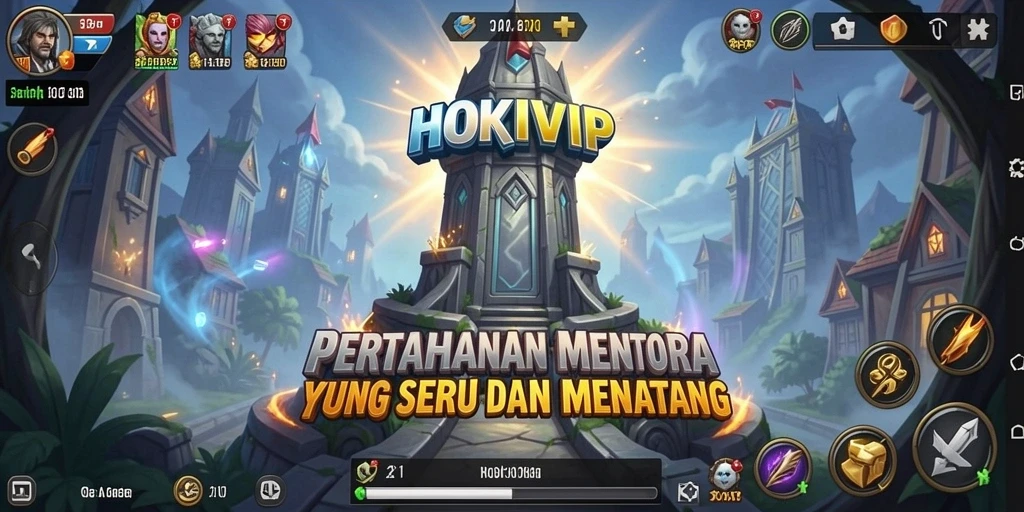 Tangkapan layar HOKIVIP menampilkan strategi menara pertahanan yang mendebarkan.