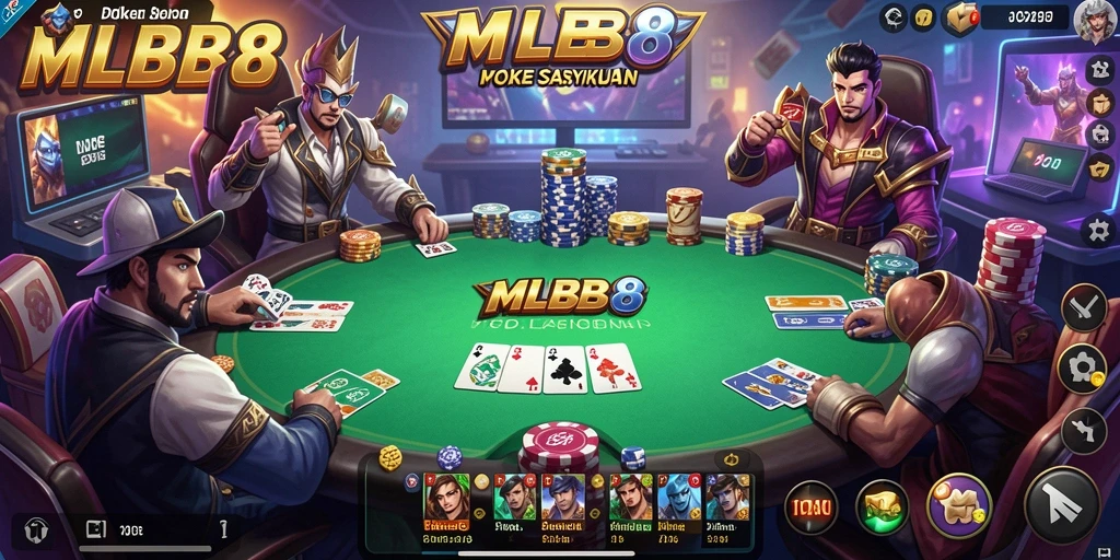 Menampilkan gameplay seru dalam permainan Poker.