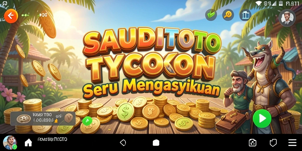 Tampilan gameplay SAUDITOTO yang menampilkan strategi bisnis yang seru.