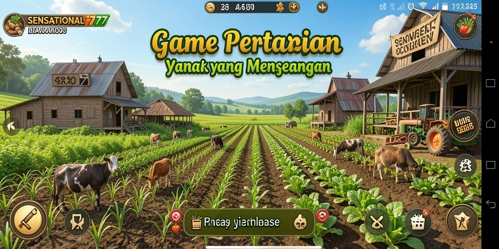 Tampilan gameplay menarik dari SENSATIONAL77 dengan elemen pertanian.