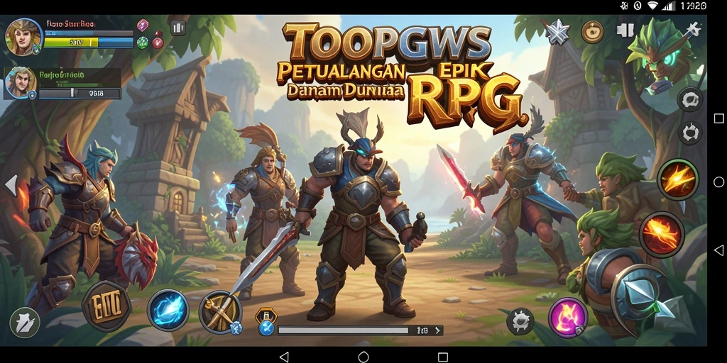 Screenshot menunjukkan karakter utama bertarung melawan monster di dungeon.