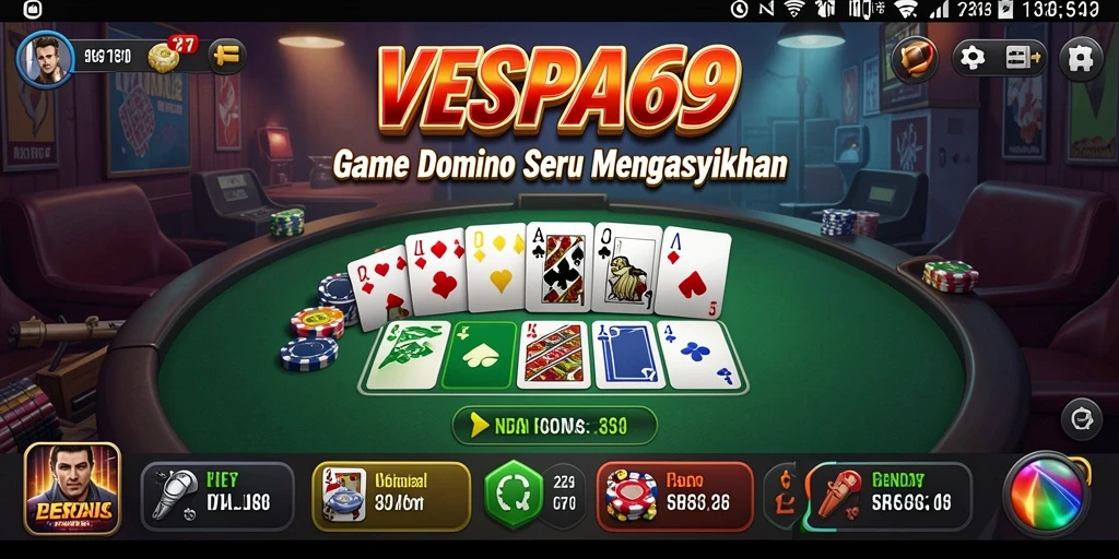 Gameplay seru VESPA69 dengan teman-teman dalam permainan Domino.